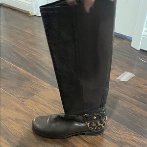 Stuart Weitzman Black Textured Knee-High Boots